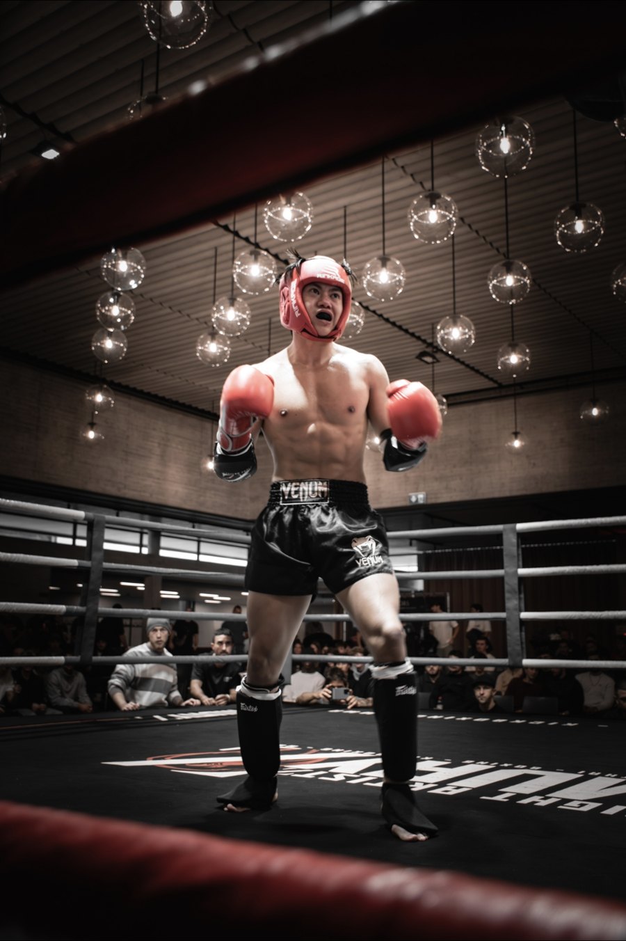 Alex im Ring mit roten Handschuhen